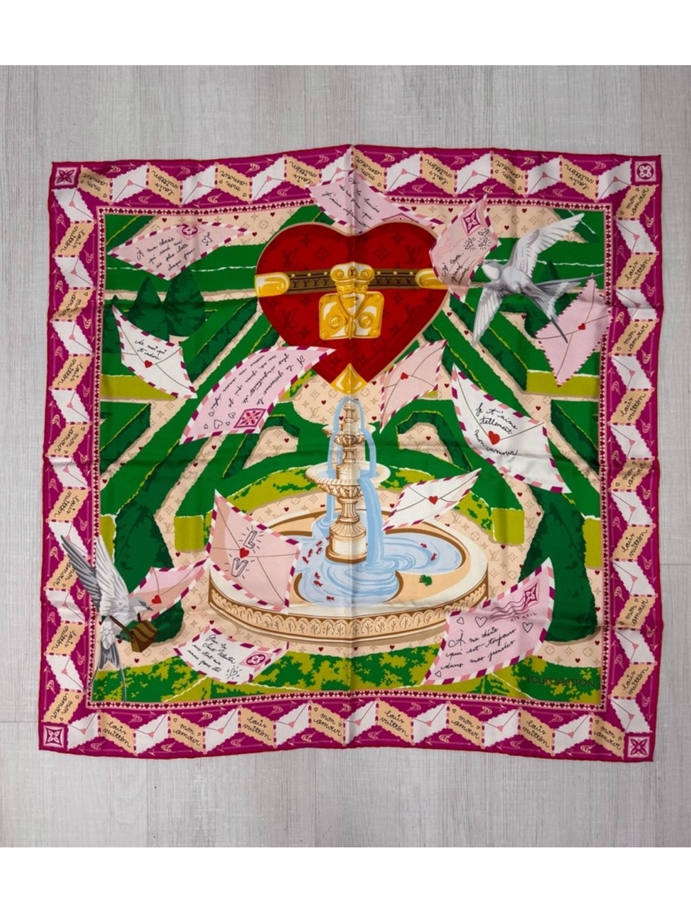 Louis Vuitton LV LOVE LETTERS square 70 SILK SCARF